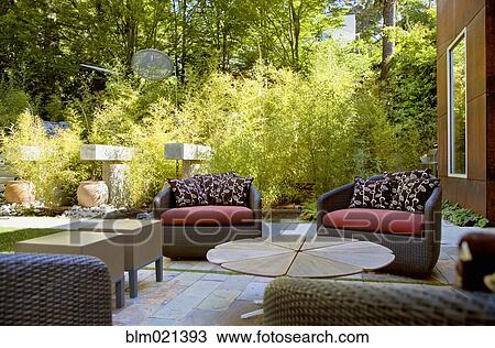 Stock Image - Backyard Patio Area. Fotosearch