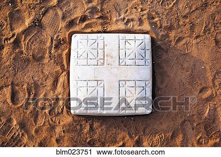 Stock Image - Base on Baseball Field. Fotosearch