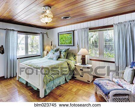 Bedroom With a Wood Ceiling View Large Photo Image Stock Photography - Bedroom With a Wood Ceiling. Fotosearch