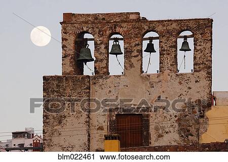 Stock Image - Bell Tower and Moon. Fotosearch