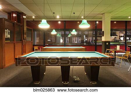 Stock Image - Billiards tables in a bar. Fotosearch