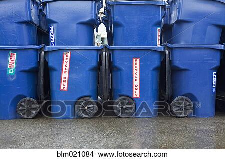 Picture - Blue Recycle Bins. Fotosearch