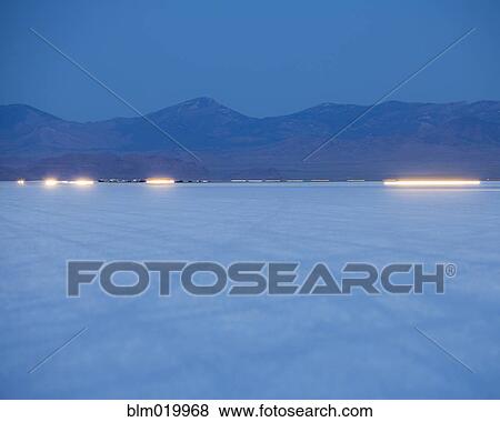 Stock Photo - Bonneville Salt Flats Speed Week auto racing event. Fotosearch