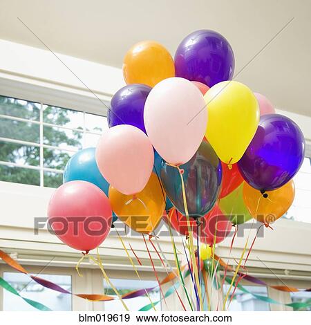 Stock Photo - Bouquet of Balloons Indoors. Fotosearch