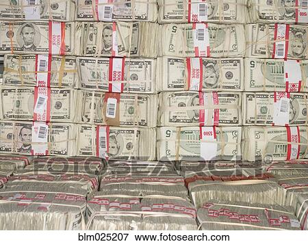 Bundles of Five Dollar Bills View Large Photo Image Stock Photo - Bundles of Five Dollar Bills. Fotosearch