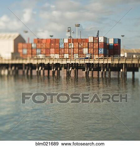 Stock Photo - Cargo Shipping Containers on a Dock. Fotosearch