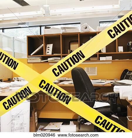 Caution Tape Blocking a Cubicle Entrance View Large Photo Image Stock Photograph - Caution Tape Blocking a Cubicle Entrance. Fotosearch