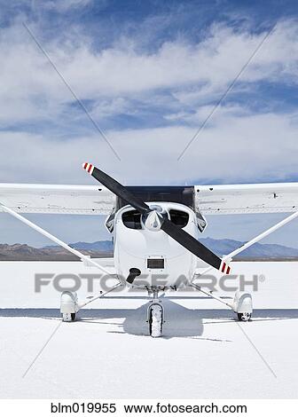Stock Photography - Cessna aircraft on Bonneville Salt Flats. Fotosearch