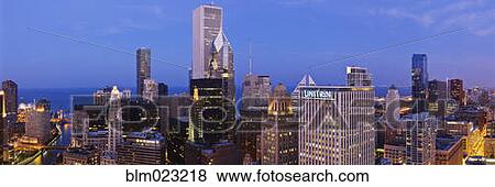 Stock Photo - Chicago Skyline Looking Towards Lake Michigan. Fotosearch