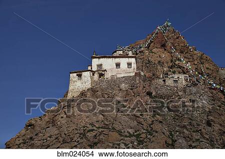 Chiu monastery overlooking Lake Manasarovar View Large Photo Image Picture - Chiu monastery overlooking Lake Manasarovar. Fotosearch