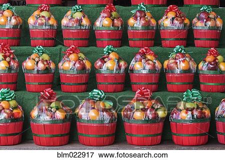 Christmas Fruit Baskets on Shelves View Large Photo Image Stock Photo - Christmas Fruit Baskets on Shelves. Fotosearch