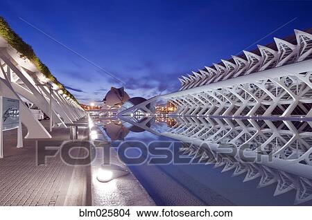 Picture - City of Arts and Sciences with large reflective pools. Fotosearch