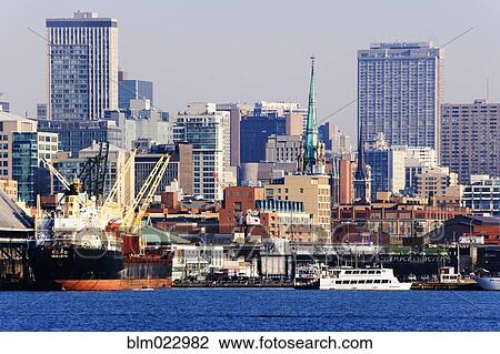 Stock Image - City Skyline & Harbor. Fotosearch