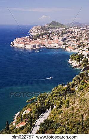 Coastal View of the Old Town of Dubrovnik View Large Photo Image Stock Photo - Coastal View of the Old Town of Dubrovnik. Fotosearch