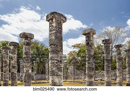 Columns in the Temple of a Thousand Warriors View Large Photo Image Stock Image - Columns in the Temple of a Thousand Warriors. Fotosearch