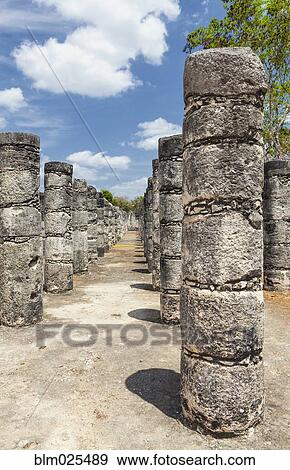Columns in the Temple of a Thousand Warriors View Large Photo Image Stock Photo - Columns in the Temple of a Thousand Warriors. Fotosearch