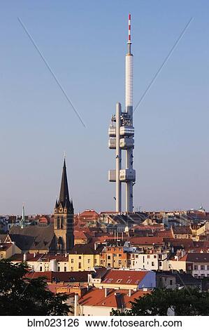 Communications Tower in Prague View Large Photo Image Stock Photograph - Communications Tower in Prague. Fotosearch