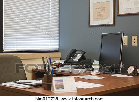 Stock Photo - Computer Monitor and Office Space. Fotosearch