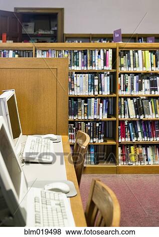 Computer Workstations in Library View Large Photo Image Stock Photo - Computer Workstations in Library. Fotosearch
