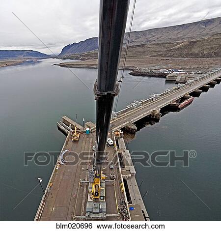 Construction Crane on a Dam View Large Photo Image Stock Photograph - Construction Crane on a Dam. Fotosearch