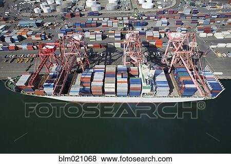 Container Ship Being Loaded View Large Photo Image Stock Photo - Container Ship Being Loaded. Fotosearch
