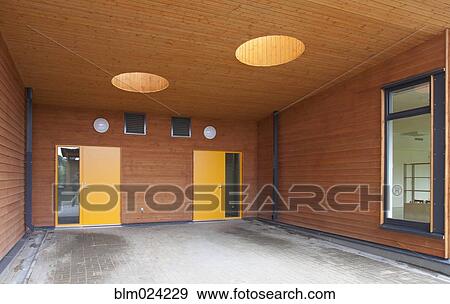 Contemporary School Entrance View Large Photo Image Stock Photo - Contemporary School Entrance. Fotosearch