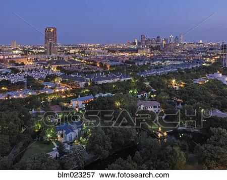 Dallas Neighborhood in the Evening View Large Photo Image Stock Photo - Dallas Neighborhood in the Evening. Fotosearch