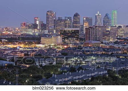 Dallas Neighborhood in the Evening View Large Photo Image Stock Photograph - Dallas Neighborhood in the Evening. Fotosearch