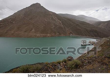Stock Image - Dam, Western Tibet. Fotosearch