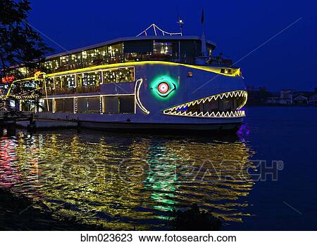 Decorated Boat at Night View Large Photo Image Stock Image - Decorated Boat at Night. Fotosearch