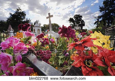 Decorated Graves During Day of the Dead View Large Photo Image Stock Photo - Decorated Graves During Day of the Dead. Fotosearch