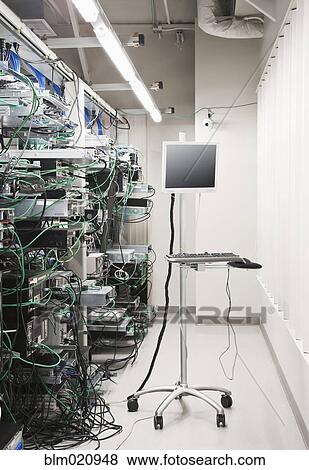 Diagnostic Station in a Computer Server Room View Large Photo Image Stock Photo - Diagnostic Station in a Computer Server Room. Fotosearch