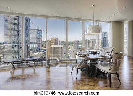 Dining Area With View of City View Large Photo Image Stock Photograph - Dining Area With View of City. Fotosearch