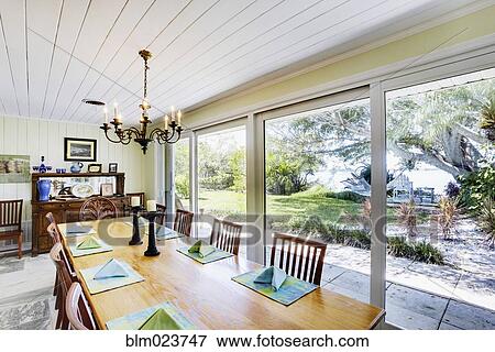 Stock Photo - Dining Room and Patio Windows. Fotosearch