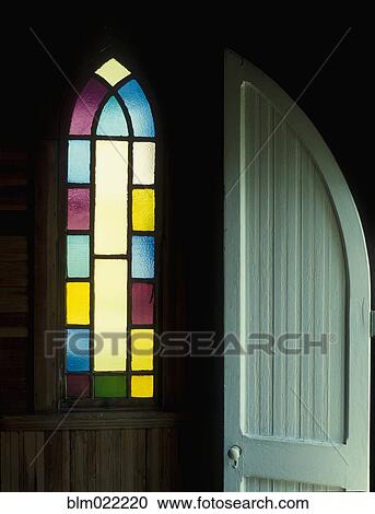 Door and Stained Glass Window View Large Photo Image Stock Image - Door and Stained Glass Window. Fotosearch