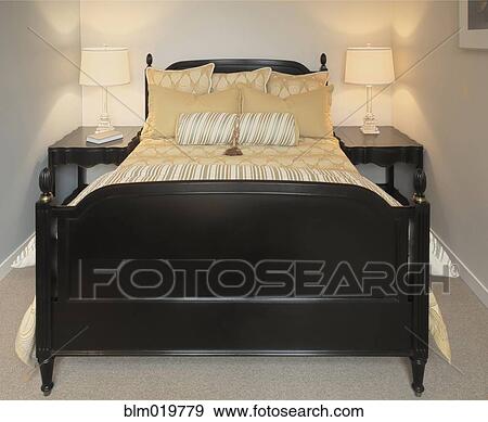 Double Bed and Night Stands With Lamps View Large Photo Image Stock Photo - Double Bed and Night Stands With Lamps. Fotosearch