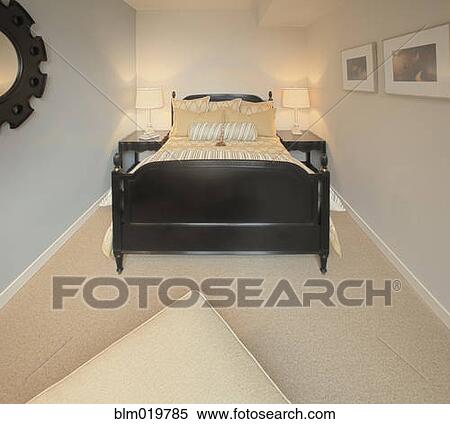 Stock Photography - Double Bed and Night Stands With Lamps. Fotosearch