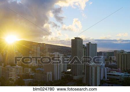 Downtown Cityscape at Sunrise View Large Photo Image Stock Image - Downtown Cityscape at Sunrise. Fotosearch