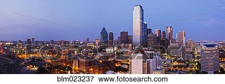 Downtown Dallas at Dusk View Large Photo Image Stock Photo - Downtown Dallas at Dusk. Fotosearch
