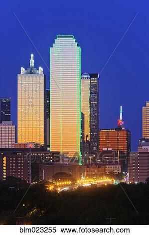 Downtown Dallas Skyline at Dusk View Large Photo Image Stock Photography - Downtown Dallas Skyline at Dusk. Fotosearch