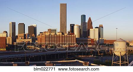 Downtown Houston at Sunrise View Large Photo Image Stock Image - Downtown Houston at Sunrise. Fotosearch