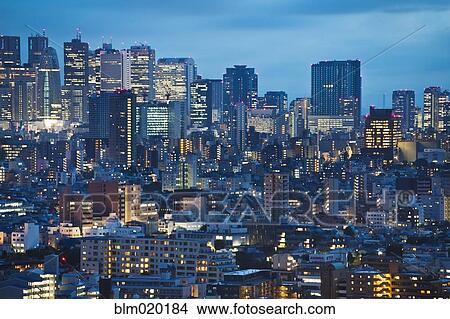 Downtown Tokyo skyline at dusk, Tokyo, Japan View Large Photo Image Picture - Downtown Tokyo skyline at dusk, Tokyo, Japan. Fotosearch
