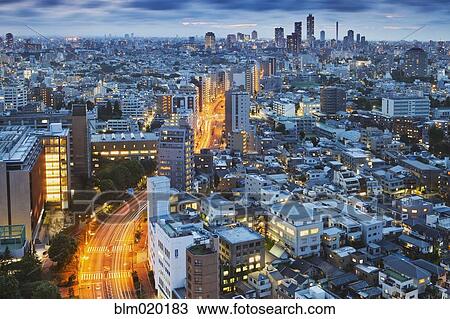 Downtown Tokyo Skyline At Dusk Tokyo Japan Stock Image Blm01 Fotosearch