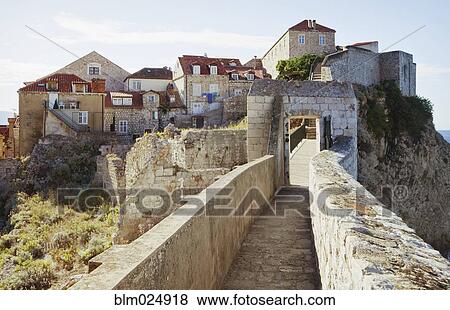 Stock Photo - Dubrovnik city walls, Croatia. Fotosearch