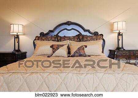 Stock Image - Elegant Bed and Night Stands. Fotosearch