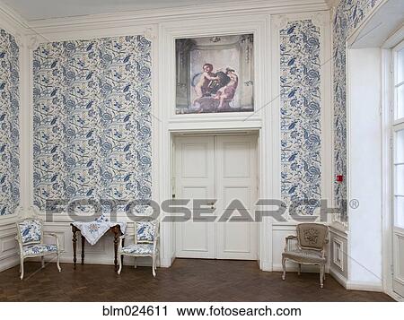 Stock Image - Elegant Room With Floral Wallpaper. Fotosearch