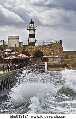 Fenced-in Lighthouse in Acre View Large Photo Image Stock Image - Fenced-in Lighthouse in Acre. Fotosearch