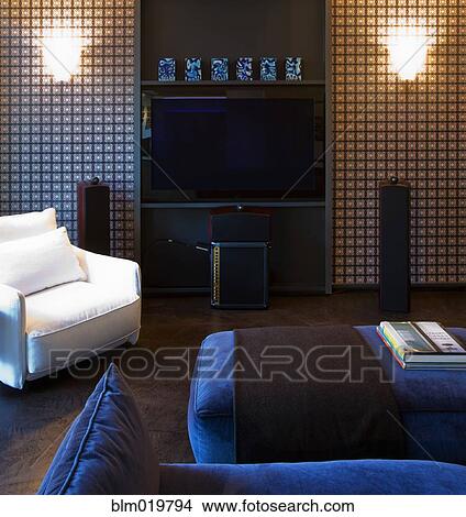 Flat Screen TV on Living Room Wall View Large Photo Image Picture - Flat Screen TV on Living Room Wall. Fotosearch