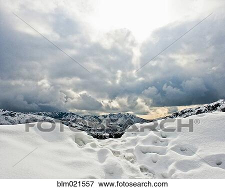 Footprints in Mountain Snow View Large Photo Image Stock Photo - Footprints in Mountain Snow. Fotosearch
