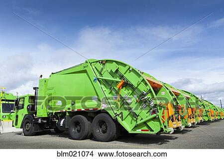 Garbage Truck Fleet View Large Photo Image Picture - Garbage Truck Fleet. Fotosearch